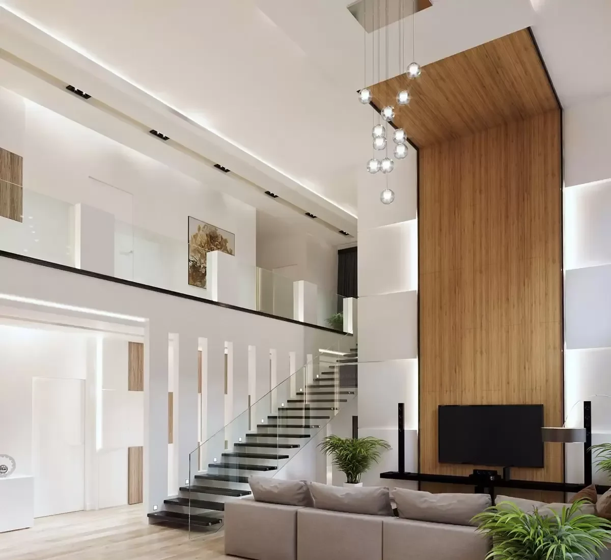 خانه دوبلکس با چوب و رنگ سفید